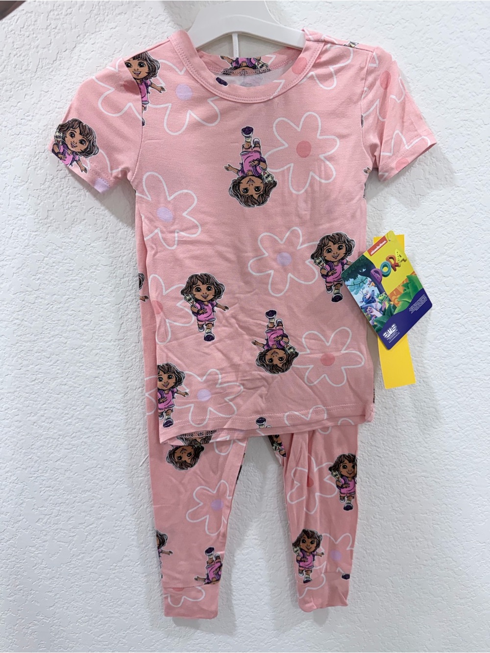 Dora Pink Floral Short Sleeve Kids Pajama Set by Nickelodeon
